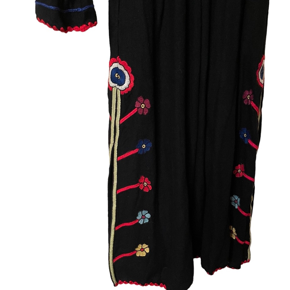 Ulla Johnson Silk Natalia Dress Flower Embroidered in Midnight Black - Picture 9 of 9